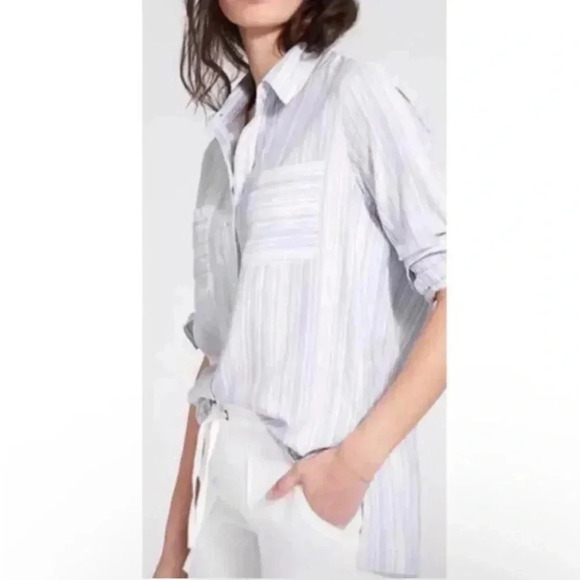 Athleta Button down top lightweight striped button down XL - Picture 1 of 11